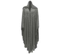 Kaftan Dresses for Women UK Rhinestone Beaded Chiffon Long Dress Modest Islamic Robe Middle Eastern Elegant Hooded Shawl Cloak Dubai Style Prayer Attire