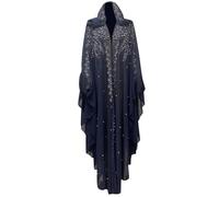 Kaftan Dresses for Women UK Rhinestone Beaded Chiffon Long Dress Modest Islamic Robe Middle Eastern Elegant Hooded Shawl Cloak Dubai Style Prayer Attire