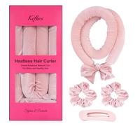 Kafteri Heatless Hair Curler Set, No Heat Damage Heatless Curls Overnight Hair Curlers to Sleep in, Soft Curling Rollers Headband for Most Hairtypes, 4 Pcs Set with 2 Scrunchies and 1 Clip (Pink) 2