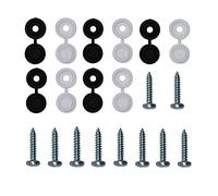 KafTon 10 Mixed Caps & Screws Car Number Plate Fixing Black White