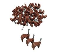 KafTon Cable Clips 4mm 6mm 8mm Brown Round Cable Holder Wire Management Steel Nails Tacks Holder for Organizing Electric Wires Cables Indoor & Outdoor Use Line TV