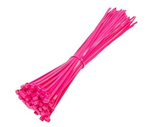 KafTon Fluorescent Cable Ties Pink Premium Nylon Plastic Cable Ties (25, 370mm x 4.8mm)