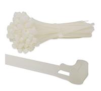 KafTon's Releasable/Reusable Cable Ties (3.6mm x 100mm) Pack of 100, UL Approved, Perfect for Tidying Computer & Network Cables, Plant Support, Wrap DIY, Drain Snake, Gardening, Office (Natural)