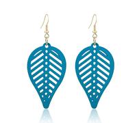 KaFu Bohemian Colorful Nature Wooden Leaf Earrings for Women Lightweight Vintage Hollow Wood leaf Dangle Drop Earrings African Ethnic Geometry Earrings Jewelry, Wood, No Gemstone