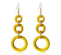 KaFu Bohemian Wood Earrings for Women Vintage Natural Geometric Hollow Hoop Wooden Dangle Earrings Lightweight African Statement Earrings Jewelry, Wood, No Gemstone