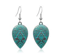 KaFu Boho Earrings For Women Vintage Unique Gypsy Ethnic Dangle Drop Earrings Handmade Bohemian Carved Texture Round Statement Earrings Jewelry Gifts, M, Metal