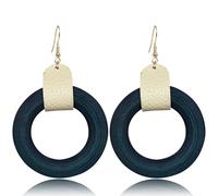 KaFu Handmade Bohemian Wooden Hollow Circle Round Dangle Drop Earrings for Women Lightweight Vintage Brown Nature Wood Geometry Earring Statement Jewelry Gifts, S, Wood, No Gemstone