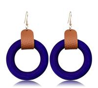 KaFu Handmade Bohemian Wooden Hollow Circle Round Dangle Drop Earrings for Women Lightweight Vintage Brown Nature Wood Geometry Earring Statement Jewelry Gifts, S, Wood, No Gemstone