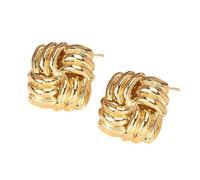 KaFu Retro Geometric Rectangle Leopard Print Stud Earrings for Women Gold Plated Vintage Square Print Statement Studs Hypoallergenic Unique Design Fashion Trendy Jewelry, S, Metal, No Gemstone