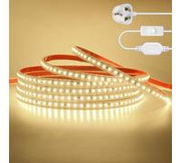 KAFULA 120LEDs/m LED Light Strip with Switch Design 2M Natural White 4000K, 220V-240V Waterproof Flexible Cuttable LED Rope Light CRI85+, SMD2835 Home/Shop Decoration LED Fairy Light Strip
