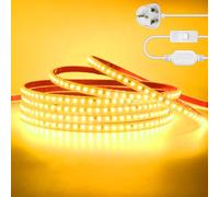 KAFULA 120LEDs/m LED Light Strip with Switch Design 2M Yellow, 220V-240V Waterproof Flexible Cuttable LED Rope Light CRI85+, SMD2835 Home/Shop Decoration LED Fairy Light Strip