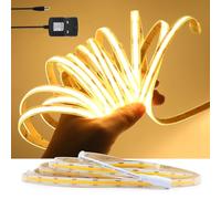 KAFULA 12V COB LED Strip Light [6M, White 6000-6500K], IP65 Waterproof, 480 LEDs/m Flexible FCOB LED Fairy Lights CRI85+, Double Sided Tape Mounting, Cutting Every 5cm, Home Decoration