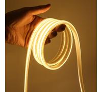 KAFULA 220V COB LED Light Strip with Switch, IP65 Waterproof Flexible, 288 LEDs/m 2m Warm White 3000K Super Bright FCOB LED Fairy Light CRI90+, can be Cut Every 50cm, Home Decoration