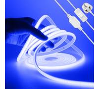 KAFULA 220V COB LED neon Light Strip with on/Off, IP65 Waterproof Flexible, Super Bright FCOB LED Light Strip CRI90+, can be Cut Every 50cm, Home Decoration |288 LEDs/m| |15M, Blue Light|