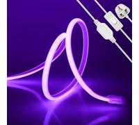 KAFULA 220V COB LED neon Light Strip with on/Off, IP65 Waterproof Flexible, Super Bright FCOB LED Light Strip CRI90+, can be Cut Every 50cm, Home Decoration |288 LEDs/m| |6M, Purple|