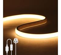 KAFULA 220V COB LED Neon Rope Light with On/Off, 8M Bianco Caldo 3000K Waterproof Flexible FCOB LED Strip Light, DIY Design for Bedroom, Living Room, Game Room, Kitchen, Party, Shop Decoration