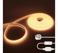 KAFULA 220V COB LED Neon Strip with On/Off Design [12M，Warm White 3000-3500K], IP65 Waterproof Flexible, 288 LEDs/m FCOB LED Strip CRI85+, Cuttable Every 50cm, Home/Store Decorative Lighting
