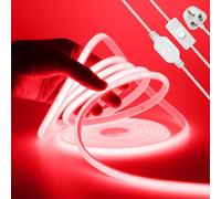 KAFULA 220V COB LED Neon Strip with On/Off Design [6M，Red], IP65 Waterproof Flexible, 288 LEDs/m FCOB LED Strip CRI85+, Cuttable Every 50cm, Home/Store Decorative Lighting