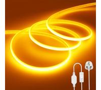 KAFULA 220V COB LED Neon Strip with On/Off Design [6M，Yellow], IP65 Waterproof Flexible, 288 LEDs/m FCOB LED Strip CRI85+, Cuttable Every 50cm, Home/Store Decorative Lighting