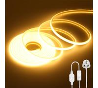 KAFULA 220V COB LED Neon Strip with On/Off Design [8M，Warm White 3000-3500K], IP65 Waterproof Flexible, 288 LEDs/m FCOB LED Strip CRI85+, Cuttable Every 50cm, Home/Store Decorative Lighting