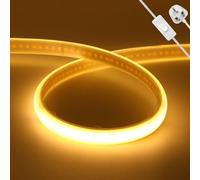 KAFULA 220V COB Light with LED neon Light with on/Off, IP65 Waterproof Flexible, 1M Super Bright FCOB LED Fairy Light CRI90+, can be Cut Every 10mm | 240 LEDs/m || 3000K Warm White | Home Decor