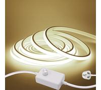 KAFULA 220V dimmable COB LED Light Strip, IP65 Waterproof Flexible, 288 LEDs/m Super Bright FCOB LED Fairy Light CRI90+, can be Cut Every 50 cm, Home Decoration [1m, Natural White 4000K]