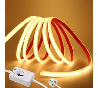 KAFULA 220V Dimmable COB LED Neon Rope Lights,Cuttable Waterproof Flexible LED Strip Lights,DIY Design,Bedroom,Game Room,Kitchen,Party,Shop Decoration [10M,Warm White 3000K]