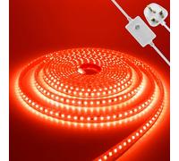 KAFULA 220V Dimmable LED Light Strip - 5M Red Super Bright LED Fairy Light CRI85+, IP65 Waterproof Flexible, Can be Cut Every 10cm | 120 LEDs/m | Home Decor