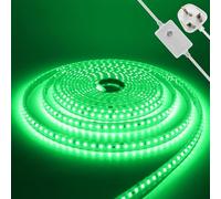 KAFULA 220V Dimmable LED Light Strip - 6M Green Super Bright LED Fairy Light CRI85+, IP65 Waterproof Flexible, Can be Cut Every 10cm | 120 LEDs/m | Home Decor