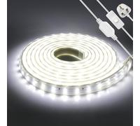 KAFULA 220V Double Row LED Light Strip with on/Off, IP65 Waterproof and Flexible, SMD 2835 LED Fairy Light CIR85+, can be Cut Every 20cm, Home Decoration | 120 LEDs/m | | 3M, White Light 6000K |
