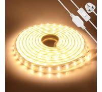 KAFULA 220V Double Row LED Light Strip with on/Off, IP65 Waterproof and Flexible, SMD 2835 LED Fairy Light CIR85+, can be Cut Every 20cm, Home Decoration | 120 LEDs/m | | 4M, Warm White 3000K |