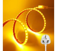 KAFULA 220V LED Light Strip - Double-Sided Tape Installation, IP65 Waterproof, 120 LEDs/m 10m Yellow Super Bright Flexible LED Fairy Light CRI90+, Can be Cut Every 10cm, Home Lighting Decoration