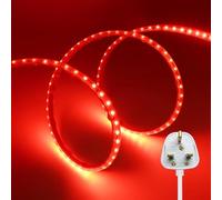 KAFULA 220V LED Light Strip - Double-Sided Tape Installation, IP65 Waterproof, 120 LEDs/m 30m Red Super Bright Flexible LED Fairy Light CRI90+, Can be Cut Every 10cm, Home Lighting Decoration