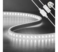 KAFULA 220V LED Light Strip with on/Off, IP65 Waterproof Flexible, 120 LEDs/m 31m White Light 6000K Super Bright LED Fairy Light CRI85+, can be Cut Every 1m, Indoor and Outdoor Lighting