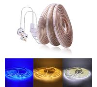 KAFULA 220V LED Light Strip with on/Off Power Plug, IP65 Waterproof, 120 LEDs/m Flexible LED Rope Light CRI85+, can be Cut Every 1m, Home Decoration Light Strip [4m, Blue Light]