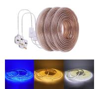 KAFULA 220V LED Light Strip with on/Off Power Plug, IP65 Waterproof, 120 LEDs/m Flexible LED Rope Light CRI85+, can be Cut Every 1m, Home Decoration Light Strip [4m, Warm White 3000K]