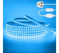 KAFULA 220V LED Strip Light with On/Off [12M,Ice Blue],IP65 Waterproof Flexible SMD2835 LED Fairy Lights CRI85+,Every 10cm can be Cut,Bedroom Kitchen Corridor Decoration
