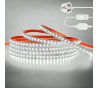 KAFULA 220V LED Strip Light with On/Off [4M,White 6000-6500K],IP65 Waterproof Flexible SMD2835 LED Fairy Lights CRI85+,Every 10cm can be Cut,Bedroom Kitchen Corridor Decoration