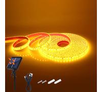 KAFULA 24V 8 Mode Solar Strip Light [1m,Yellow],IP68 Waterproof,1200MAH Solar Powered Flexible LED Rope Light CRI85+,Bedroom Garden Balcony Decorative Lighting