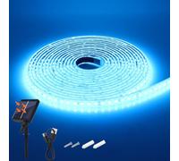 KAFULA 24V 8 Mode Solar Strip Light [2m,Ice Blue],IP68 Waterproof,1200MAH Solar Powered Flexible LED Rope Light CRI85+,Bedroom Garden Balcony Decorative Lighting