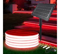 KAFULA 24V COB LED Solar Strip [10m,Red Light], 7200MAH Solar Panel Controller, 8 Modes, IP68 Waterproof Flexible Silicone FCOB LED Neon Strip for Bedroom Garden Hallway Decoration