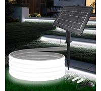 KAFULA 24V COB LED Solar Strip [10m,White 6000-6500K], 7200MAH Solar Panel Controller, 8 Modes, IP68 Waterproof Flexible FCOB LED Neon Strip, Bedroom Garden Corridor Decoration