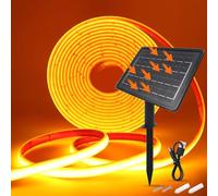 KAFULA 24V COB LED Solar Strip [2m,Yellow Light], 1200MAH Solar Panel Controller, 8 Modes, IP68 Waterproof Flexible Silicone FCOB LED Neon Strip, Bedroom Garden Corridor Decoration