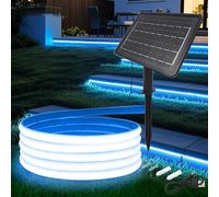 KAFULA 24V COB LED Solar Strip [6m,Blue Light], 7200MAH Solar Panel Controller, 8 Modes, IP68 Waterproof Flexible Silicone FCOB LED Neon Strip for Bedroom Garden Corridor Decoration