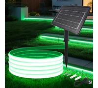 KAFULA 24V COB LED Solar Strip [8m,Green Light], 7200MAH Solar Panel Controller, 8 Modes, IP68 Waterproof Flexible Silicone FCOB LED Neon Strip, Bedroom Garden Corridor Decoration