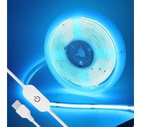 KAFULA 5V COB LED Light Strip USB Powered, 5M ice Blue dimmable IP20 Non-Waterproof Flexible FCOB LED Fairy Light CRI90+, can be Cut Every 50mm | 320 LEDs/m | Home Decoration