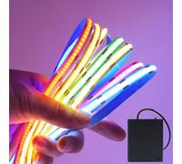 KAFULA 5V COB LED Strip Light [1m,White 6000-6500K] with USB 4AA Battery Box,320 LEDs/m Flexible FCOB LED Fairy Lights CRI85+,Bedroom Christmas Holiday Decoration (Batteries not Included)