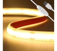 KAFULA 5V Dimmable COB LED Light Strip Self-Adhesive, USB Powered, 320 LEDs/m IP68 Waterproof Flexible Super Bright FCOB LED Fairy Light CRI90+, 1M Warm White 3000K