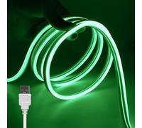 KAFULA 5V LED neon Light with Button on/Off, USB Powered, SMD 2835 LED Strip CRI85+, Suitable for Bedroom Kitchen Garden Living Room Decoration [5m, Green Light]