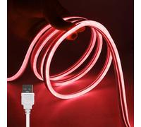 KAFULA 5V LED neon Light with Button on/Off, USB Powered, SMD 2835 LED Strip CRI85+, Suitable for Bedroom Kitchen Garden Living Room Decoration [2m, red Light]